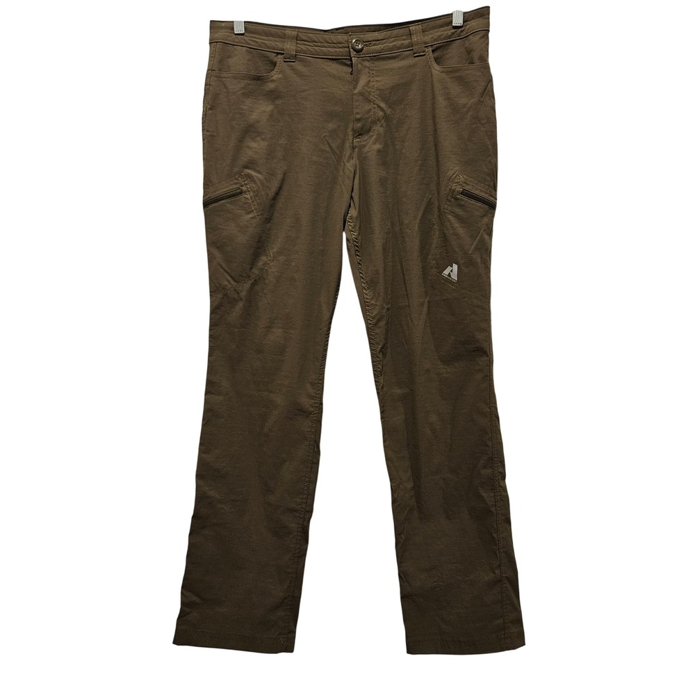 Eddie Bauer First Ascent Cargo Pants Womens 14 Khaki Hiking Straight Leg Stretch